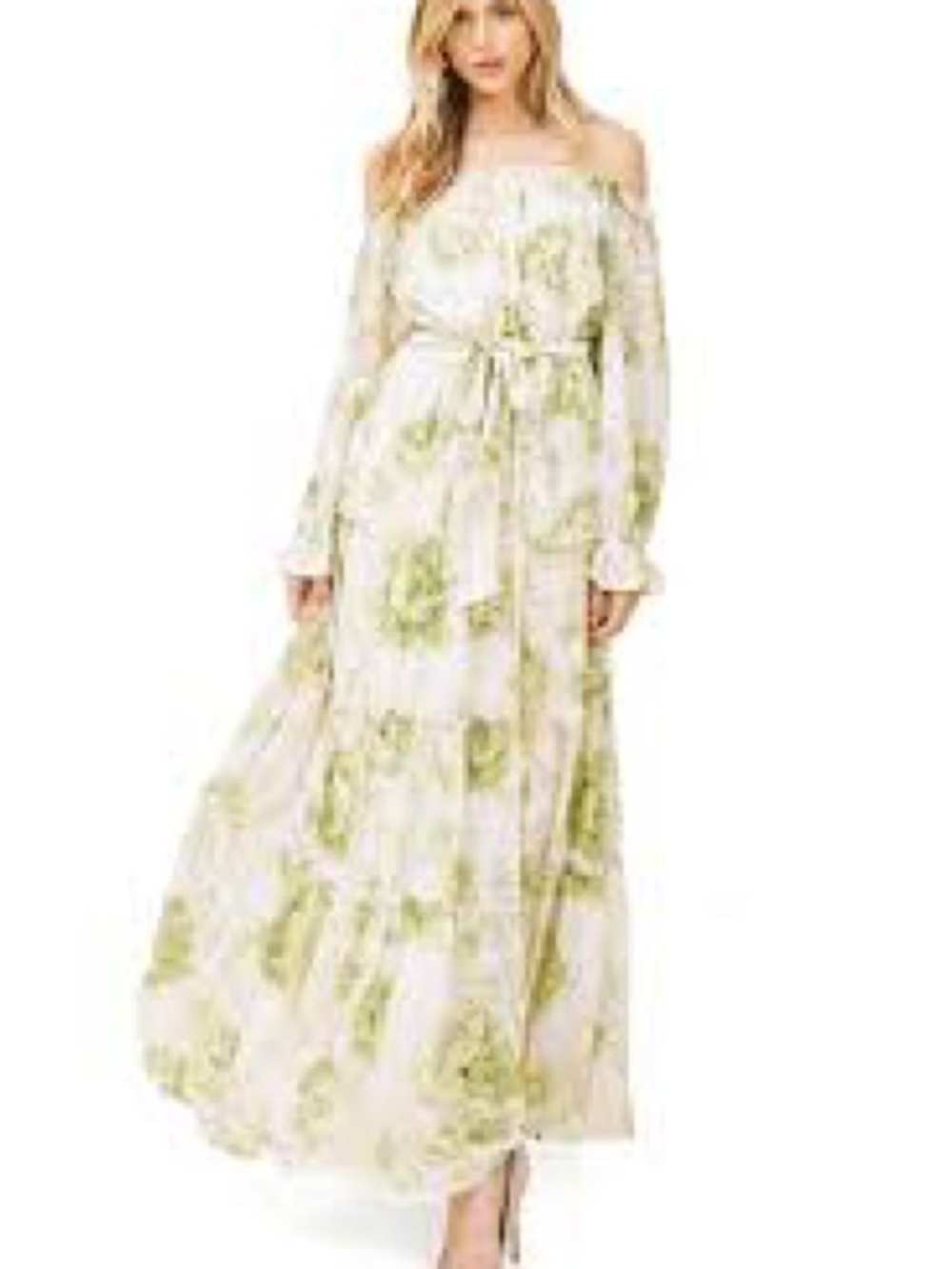 Aura Green Floral Long Sleeve Maxi Dress